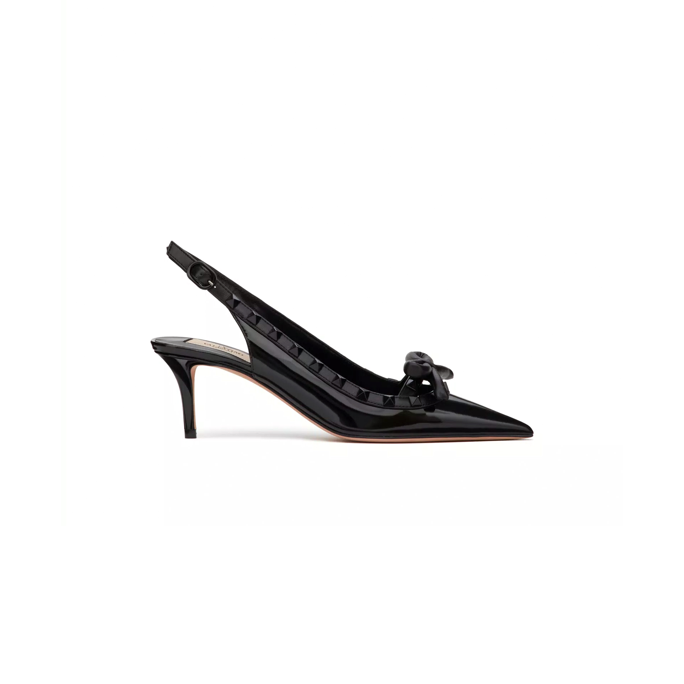 VALENTINO ROCKSTUD BOW SLINGBACK PUMP IN PATENT LEATHER WITH MATCHING STUDS 60MM 5W2S0IB8IXH_0NO